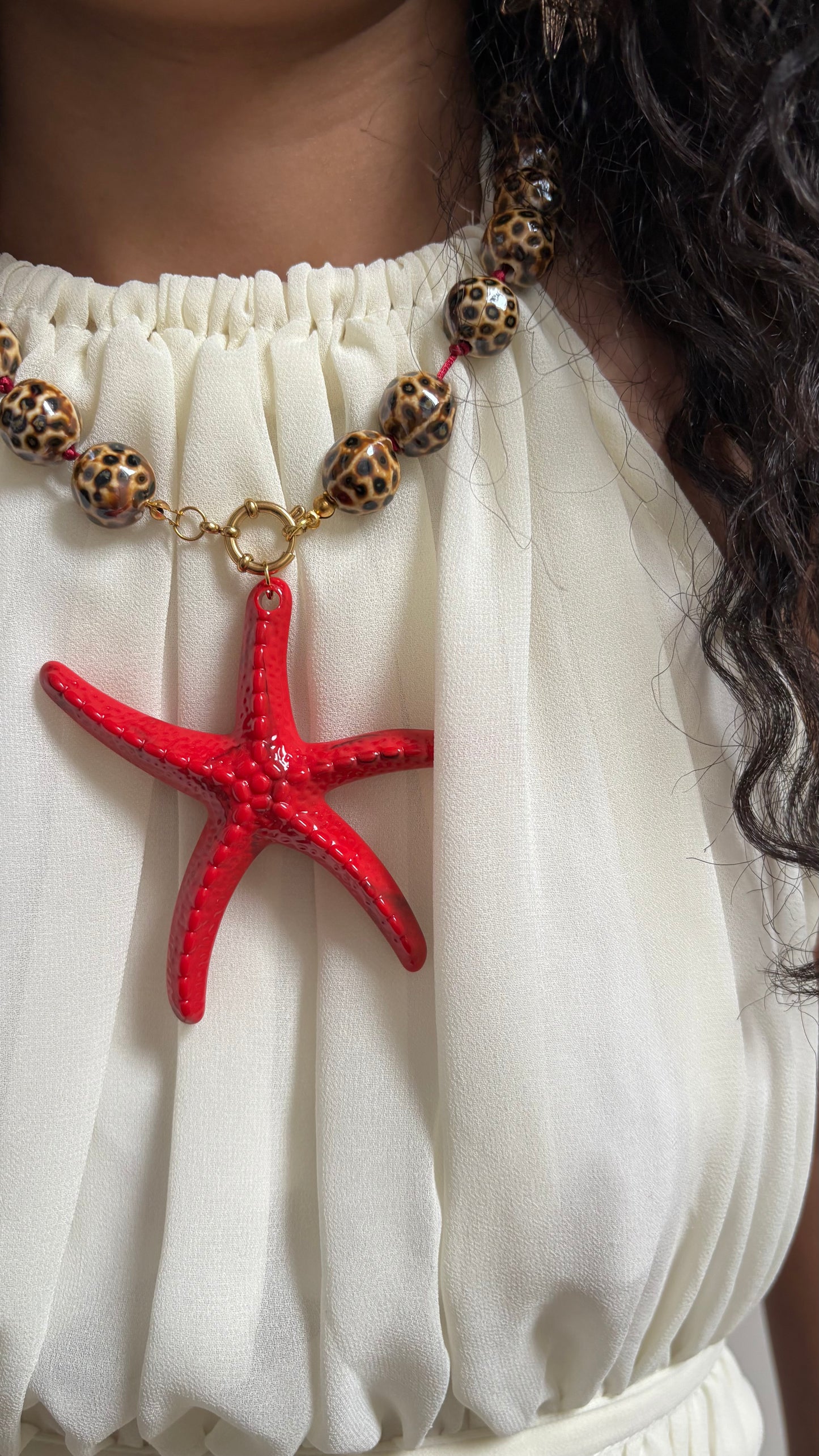 Leopard starfish necklace