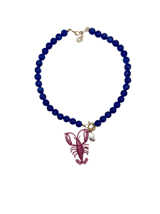 Pink lobster necklace